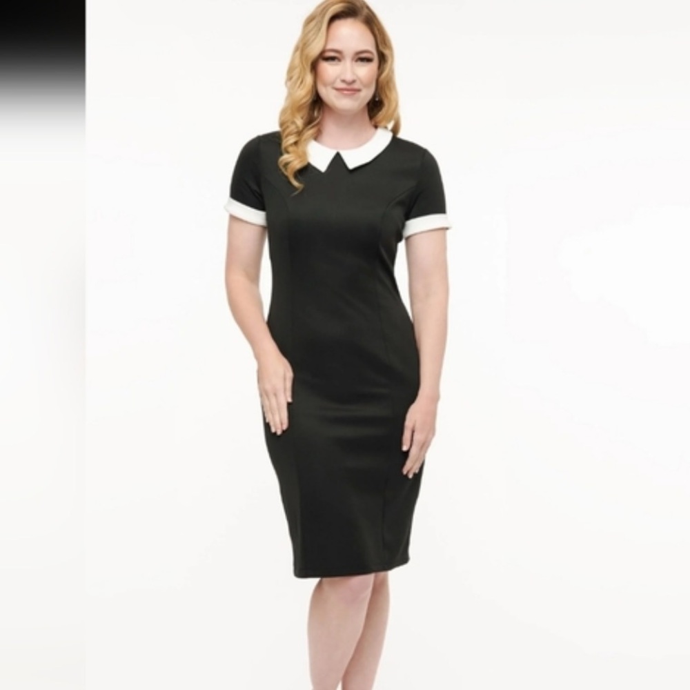 Shelby & Palmer Black White Vintage Collared Collar Dress Sz 10